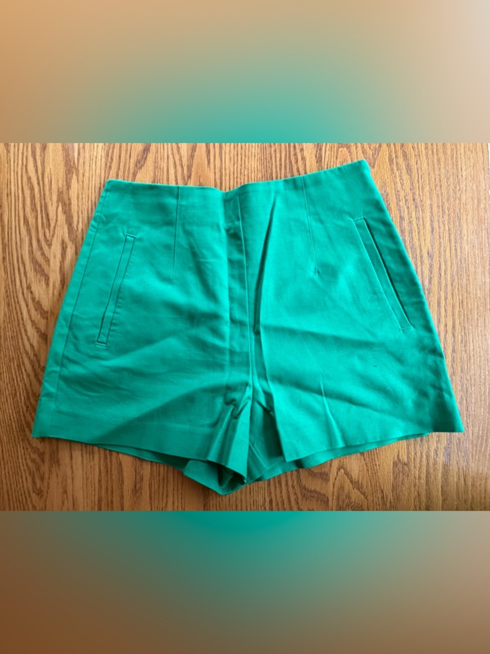 Zara Emerald High-Waist Tailored Shorts